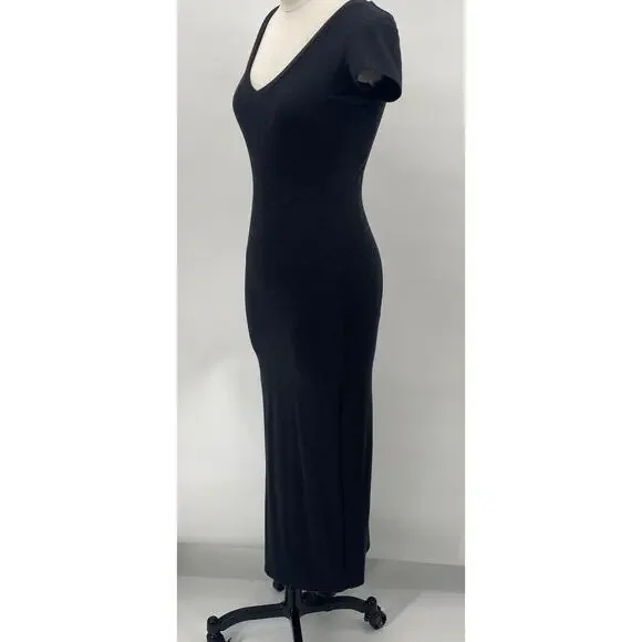 Aritzia Community Maxi Dress V Neck Jersey Knit Rayon Stretch Dark Gray XS - Picture 4 of 11